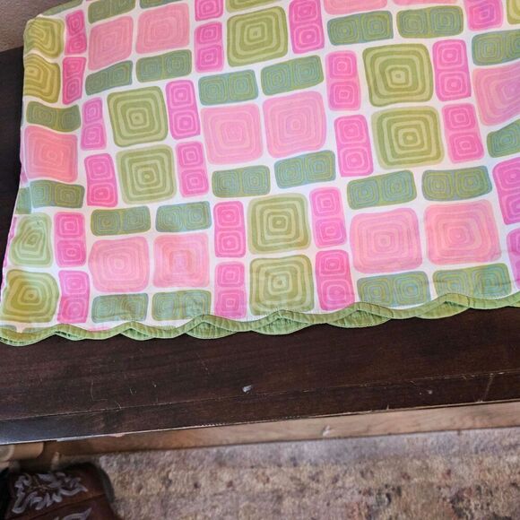 Talbots Women's Pink/Green Sleeveless Scalloped Hem Dress Size 4 - Picture 7 of 7